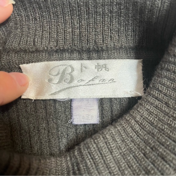 Vintage Bofan 100% Wool Argyle Mock Neck Sweater | 80s 90s | Green Gray - Picture 6 of 7